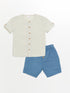 LC Waikiki Crew Neck Striped Baby Boy Shirt and Shorts Set of 2